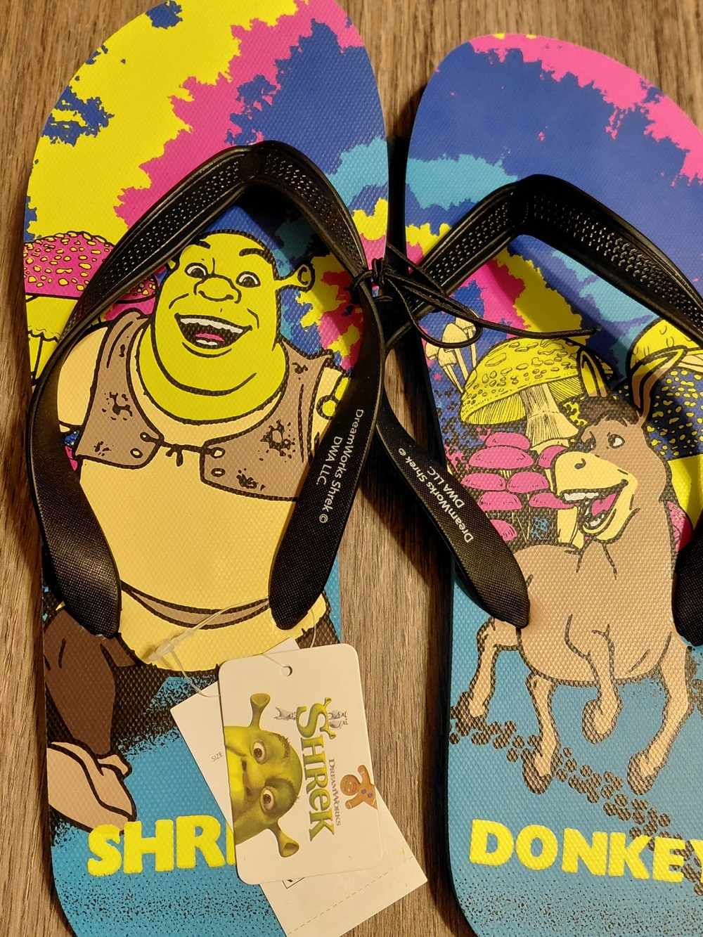 DreamWorks Shrek Men's Beach Flip-Flops Rubber Shrek Donkey NWT